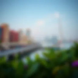 A serene view of the Creek Harbour waterfront with lush greenery