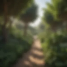 Lush greenery in Al Barari Park showcasing native plants