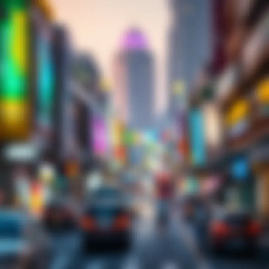 A panoramic view of Al Mina Road showcasing the bustling streets and vibrant atmosphere.