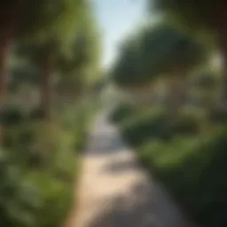 Lush greenery and pathways in Al Mushrif Park