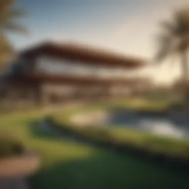 Clubhouse at Jumeirah Golf Course The stunning clubhouse of Jumeirah Golf Course, a blend of modern architecture and traditional design