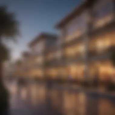 Exterior view of Meadows Village Mall showcasing its unique architectural design