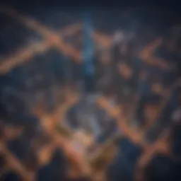 Aerial view showcasing the striking design of Meera Tower amidst the Dubai skyline