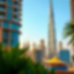 Stunning view of Meera Tower's architectural design against the Dubai skyline