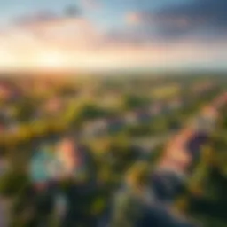 Aerial view of Damac Hills showcasing lush greenery and villas
