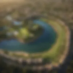Aerial view of Jumeirah Golf Estates showcasing the vast landscape and golf courses