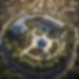 Aerial view of Discovery Garden showcasing its landscaped environment