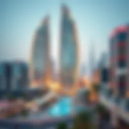 A panoramic view showcasing the architectural elegance of Garhoud Star Building against Dubai's skyline.