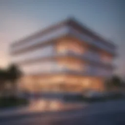 Exterior view of HealthHub Barsha Heights showcasing modern architecture