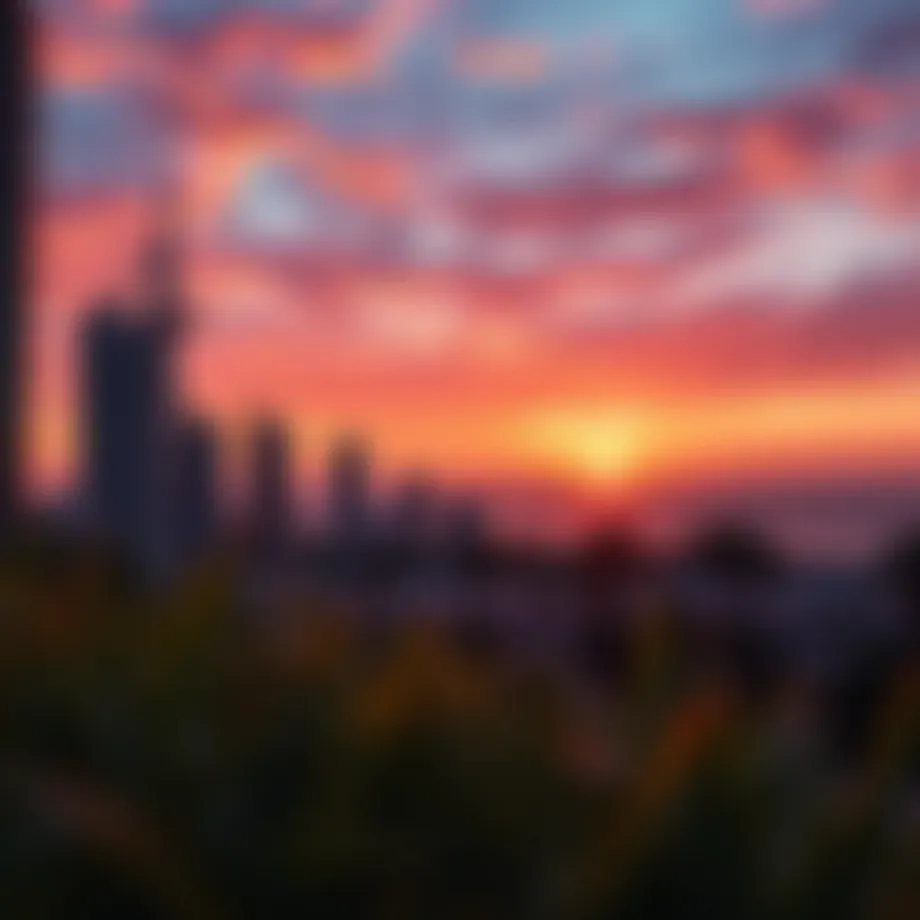 Breathtaking view of Jumeirah Beach Residence skyline at sunset