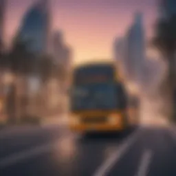 A bus traveling through Dubai showcasing the route from International City to Silicon Oasis