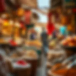 A vibrant market scene showcasing local spices and ingredients in Salt Khawaneej.