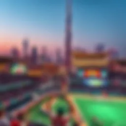A breathtaking view of Dubai's skyline during a live sports event