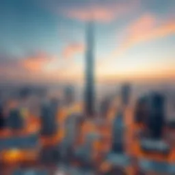 Aerial view of Wasl Tower amidst Dubai's skyline